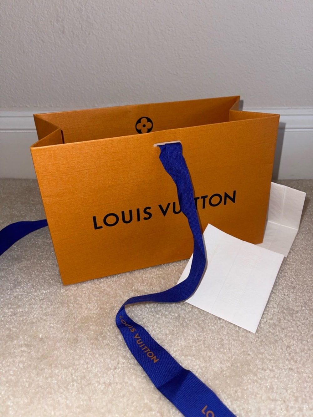 Louis Vuitton *new* Orange Shopping Box with Blue Ribbon